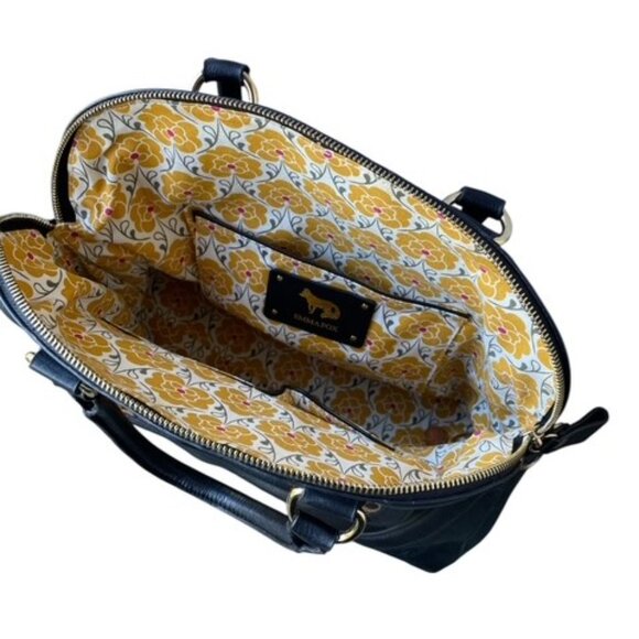 Beautiful Emma Fox Black/Animal Print Genuine Leather Satchel NWOT. - Picture 6 of 7